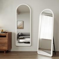 Miroir sur pied ou mural en verre arqué pleine longueur avec cadre en bois, design moderne, grand miroir de dressing pour la décoration intérieure