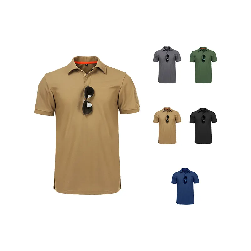 Pulôver cargo em branco de manga curta, camiseta polo masculina camuflada personalizada para guarda de segurança, uniforme de combate e batalha