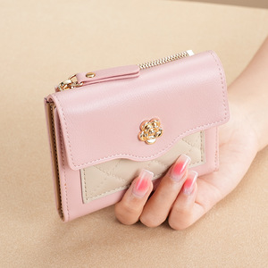 Trendy Korean Style Women's Short Wallet Multi-Card Slot Buckle <b>Purse</b> with Zipper PU Leather Coin Pocket - Product Image 5