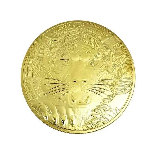 Chinese Style Dragon And Tiger Silver Gold Plated Commemorative Coin