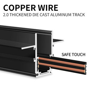 Luz de seguimiento lineal de 48V, lámpara LED ajustable, riel magnético, luz de pista LED, montaje empotrado, sistema de riel magnético de 2 cables NEGRO - Product Image 5