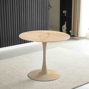 Socle en métal <span class=keywords><strong>à</strong></span> motif <span class=keywords><strong>bois</strong></span> rond avec transfert thermique et plateau en céramique - Product Image 1
