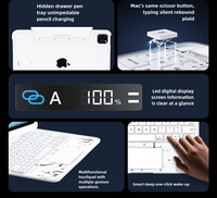 Nouvelle conception sans fil transparente blanche rotative à 360° pour clavier 5.1 avec pavé tactile, emplacement caché pour stylet, rétroéclairage RGB, ultra-mince