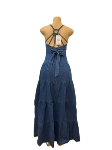 GX6500 Abito Lungo da Donna Elegante in <span class=keywords><strong>Jeans</strong></span>, Vestito Maxi Sexy Senza Maniche in Denim con Schiena Scoperta, Abbigliamento Estivo <span class=keywords><strong>di</strong></span> Moda da Boutique - Product Image 3