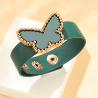 Bracelet pour femme de style frais, idéal pour le bureau ou la carrière, avec un design papillon uni, chaîne en cuir électroplaqué réglable, chic
