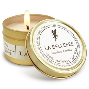 Elegante Vela Aromática de Cera de Soya en Lata Dorada, Recuerdo de Boda, 70g - Product Image 1