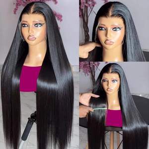 Peluca de Cabello Humano Remy Virgen Indio Liso Extremo 13x4 <span class=keywords><strong>para</strong></span> Mujeres Negras, Sin Pegamento, Venta al por Mayor - Product Image 4
