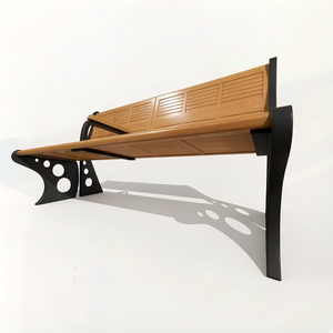 Banc d'extérieur public en aluminium moulé antirouille et assise en bois massif pour projets immobiliers commerciaux et de construction urbaine - Product Image 3