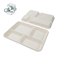 Heetverkopende wegwerp lunchbox van bagasse in effen kleur, magnetronbestendig, gecertificeerde bento-verpakking voor voedzame maaltijden
