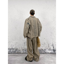 Giacca in Denim da uomo autunno inverno nuovo Design blu Oversize Jean Coat con bottone tascabile - Product Image 2