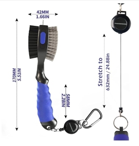 Cepillos para Palos de Golf y Limpiador de Ranuras con Llavero Magnético, Cabezal de Cepillo de Golf Extragrande, Punta Retráctil, Mango Súper Antideslizante - Product Image 3
