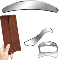 Kit d'outils de massage musculaire 4-en-1 réutilisable en acier inoxydable argenté Derma Edge GuaSha pour usage en cuisine