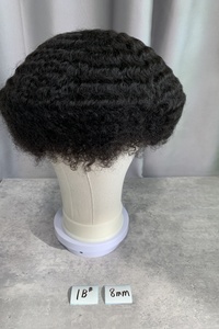 H370 Meilleures ventes Prothèse capillaire 8mm Afro Wave et Loose Wave avec base en PU et dentelle complète pour hommes noirs, 100% cheveux humains bouclés afro, expédition immédiate - Product Image 2