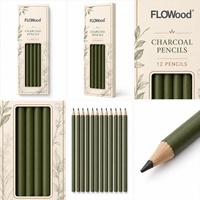 Ensemble de crayons à charbon FLOWood, 12 pièces, crayons à charbon en bois professionnels pour le dessin, le ombrage, la peinture artistique