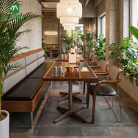 Canapé en bois de style américain pour café, chaise de salle à manger en métal pour restaurant commercial, ensemble de table à manger en marbre pour café et hôtel