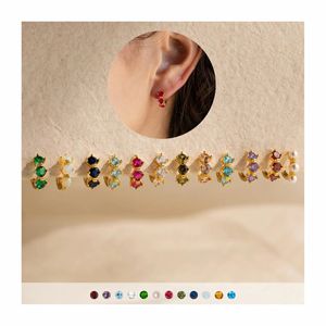 防水ゾディアック12ヶ月誕生石チャームカラフルジルコン18Kゴールドステンレス鋼ペンダントジュエリー作り - Product Image 4