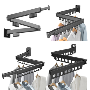Laundry Retractable Drying <strong>Rack</strong> Folding <strong>Wall</strong> <strong>Mounted</strong> Clothes Hanger <strong>Rack</strong> - Product Image 2