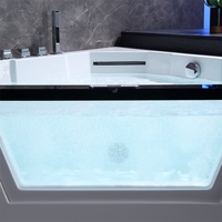 Baignoire d'angle autoportante en acrylique à bulles avec 22 jets de massage à remous pour usage extérieur