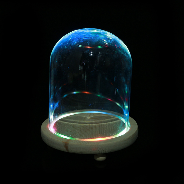 Стеклянный купол из консервированных роз с деревянной основой, светодиодный светильник для дисплея Galaxy Flower