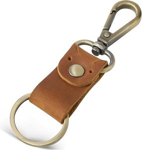 Porte-clés universel en cuir Crazy Horse fait main, style rétro, avec boucle de ceinture en métal, pour homme et femme, pour voiture et sac à main - Product Image 1