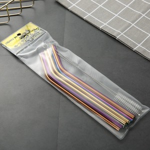 304 de acero inoxidable paja conjunto de grado de alimentos de metal de color de té de leche paja para <span class=keywords><strong>Amazon</strong></span> explosión sección - Product Image 2