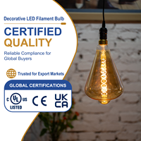 Ampoule LED à filament ST164 7W à CRI90 élevé, E26 E27, dimmable, en verre ambré, forme conique surdimensionnée, style vintage, pour café, hôtel, restaurant