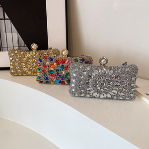 <span class=keywords><strong>Bolso</strong></span> de mano de noche de cristal para mujer, <span class=keywords><strong>bolso</strong></span> de mano, monederos Minaudiere de Metal <span class=keywords><strong>con</strong></span> diamantes de imitación coloridos para boda <span class=keywords><strong>con</strong></span> <span class=keywords><strong>cadena</strong></span> - Product Image 1