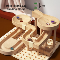 Carrera de mármol de madera para niños, juguetes de bloques de construcción de madera y juego de construcción, juguetes educativos de aprendizaje temprano para bebés pequeños