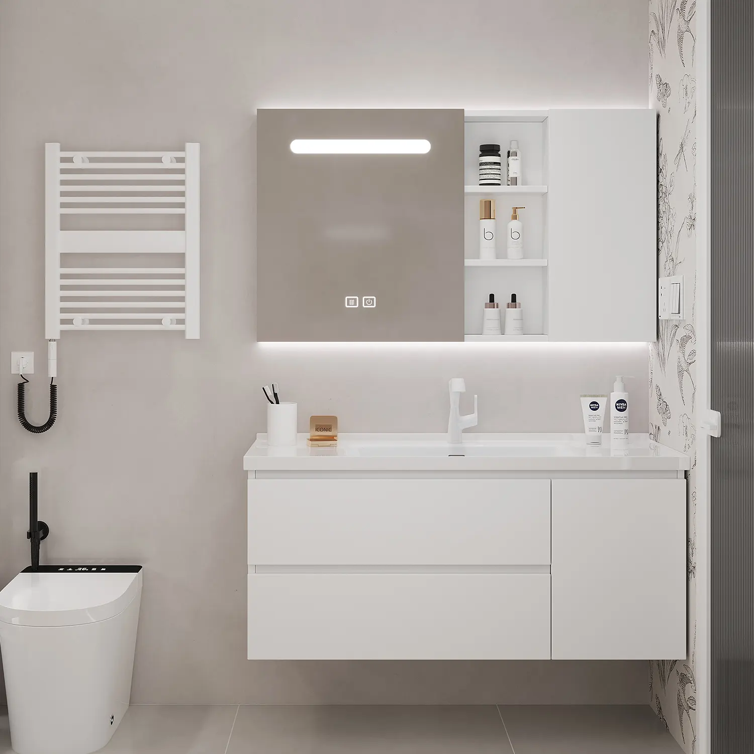 Европейский стиль ванной комнаты современные туалетные столики для ванных комнат Шкафы для ванной комнаты диагональные шины от производителя на продажу, высокое качество, для Водонепроницаемая камера наблюдения, белый корпус для ванной комнаты