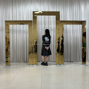 Support en arc lisse en acier inoxydable détachable de haute qualité or brillant décor de scène d'événement de fête de mariage support de fond Rectangle - Product Image 3