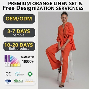 Set da donna di <span class=keywords><strong>lino</strong></span> estivo di fascia alta <span class=keywords><strong>pantaloni</strong></span> <span class=keywords><strong>larghi</strong></span> <span class=keywords><strong>larghi</strong></span> e Slim a gamba larga <span class=keywords><strong>in</strong></span> due pezzi Casual Set per la primavera/estate - Product Image 6