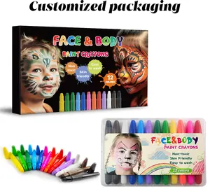 KH3005 12 Color Washable Face Crayon Body Paint Non Toxic Silky Stick Crayons