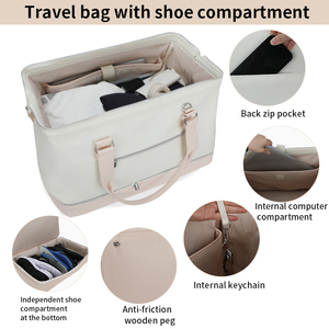 Bolsa de Viaje de Lona de Dos Niveles Personalizada con Compartimento para Zapatos Independiente, Bolsillo para Portátil y Asa para Trolley - Product Image 1