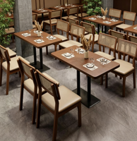 Ensemble de salle à manger pour restaurant commercial, banquette en bois de noyer avec coussin en cuir PU, chaises de salle à manger avec dossier en rotin pour café et bistrot