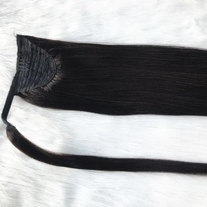 Cola de Caballo de Cabello Humano Natural <span class=keywords><strong>con</strong></span> Clips, Extensión de 100g, Cola de Caballo Completa, Peluca de Cabello Brasileño, Envoltura Negra Marrón - Product Image 2