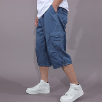 Shorts Cargo Décontractés Homme en Gros 100% Coton Genou Longueur Capri Ample Fin Multi-Poches Extérieur Sport Salopette Unie