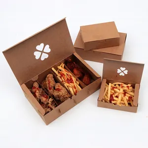 Factory Customized Disposable Fast Food Containers Takeaway Box Restaurant Packaging Recycled Brown Kraft Paper Box