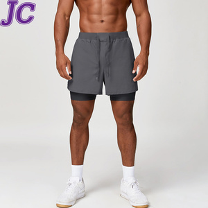 Joychuang トレンディサマー 2 in 1 メンズショーツ速乾ジッパーポケットメンズボトムス男性ランニングテニスアスレチックファッショナブルショーツ - Product Image 1