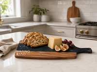 Planches à découper en gros en bois d'acacia et d'érable avec poignée pour gravure, idéales pour la cuisine, le fromage, les fruits et la viande