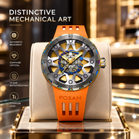 Großhandel Luxus Herren Automatik-Mechanische Uhr Damaszener Titan-Gehäuse Chronograph Tourbillon Skelett Wasserdicht Silikonarmband