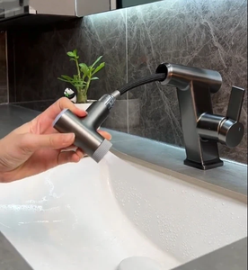 Yimilla <span class=keywords><strong>tiktok</strong></span> tout cuivre rotatif pléochromatique affichage numérique lavabo robinet ménage froid chaud salle de bain pistolet gris robinet - Product Image 6