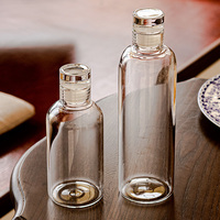 Bouteille d'eau en verre borosilicaté transparent à couvercle en verre de grande capacité portable en gros