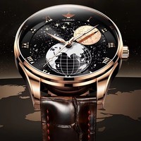 Montre de luxe automatique mécanique pour homme 3177 avec bracelet en cuir, boîtier en acier inoxydable, cadran lumineux et phase de lune