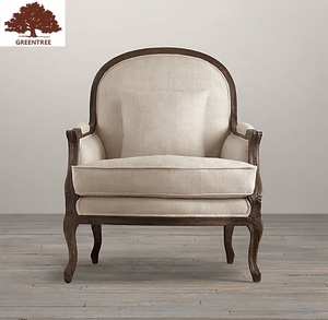 Sedia da Salotto in Stile Francese in Legno di Quercia Massello, Sedia Decorativa Antica per <span class=keywords><strong>Casa</strong></span> e Hotel - Product Image 1