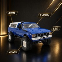 Camionnette RC Hobbi Grade 4x4 Télécommandée Tout-Terrain 2.4GHz LED 40 Min ABS+Métal Bleu Chargeur Inclus Fonction Suivez-moi