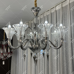 Lustre de salon moderne français Mille Luminaire en verre à hauteur réglable à LED pour le salon Hôtel-Nightes Kichron - Product Image 3