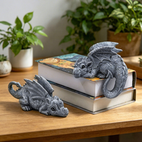 Statue de dragon fantastique en résine, écologique, peinte à la main, décoration de chambre, figurine de dragon bébé dormant