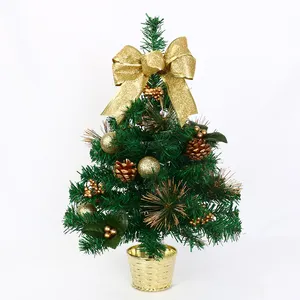 Новый дизайн, рождественские украшения, Рождественская мини-елка с сосновым шишком и золотым бантом, рождественские украшения, принадлежности