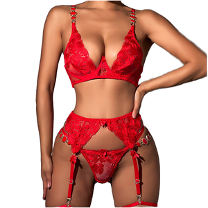 Conjunto de Lencería <span class=keywords><strong>Sexy</strong></span> con Pedrería Brillante, Encaje, Pedrería Bordada, Body Transparente para Mujer - Product Image 3