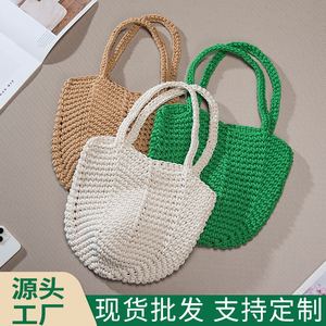 Bolso de Mano Tejido a Mano con Cuerda de Algodón, Bolso Cilíndrico Suave, Bolso de Playa para Uso Diario, Verano 2023, Resistente al Agua - Product Image 5